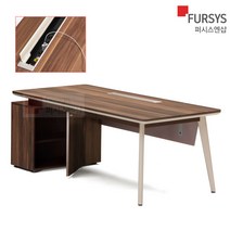 퍼시스 사무용 중역 책상 세트 1800 긴 빌트인 매립 콘센트 사장님 대표실 세티나 ZDS018ULN RN, R형 WW