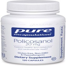 Pure Encapsulations Policosanol 20mg 120Capsules 쿠바산 폴리코사놀 40mg 정품 쿠바산 폴리코사놀 폴리코사놀 쿠바산 오메가3 프로폴리스 폴리, 1개, 1