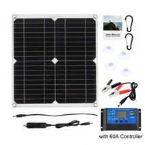 100W 태양 전지 패널 키트 12V USB 10/20/30A 컨트롤러 자동차 요트 RV 보트 휴대 전화 배터리 충전기, 07 with 60A controller