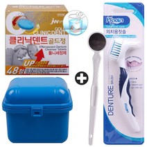 플라콘 틀니칫솔+구강미러+보관케이스+클리닉덴트 1세트(랜덤), 4종1SET