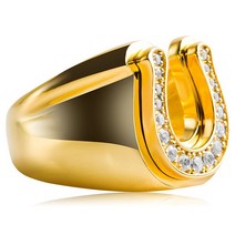 승마 용품 말발굽 굽 새로운 지르콘 스테인레스 스틸 말굽 반지 매력 남자 연회 파티 의류 액세서리 남자, 02 금_04 10