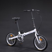JINGHENG 16인치 성인 접이식 자전거 MTB 미니벨로 폴딩, 홀딩 브레이크 화이트_16 인치