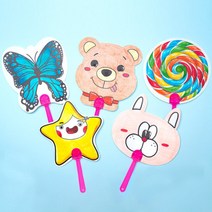 민화샵 부채만들기 종이 무지 부채만들기 10개입 1세트, 민화 부채만들기(10개입 1세트)_곰
