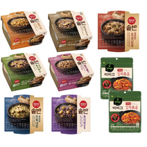 햇반 솥반 7종 모음 (전복내장영양밥 소고기우엉 흑미밤찰밥 꿀약밥 뿌리채소영양밥 버섯영양밥 통곡물밥) + 비비고 김치볶음 80g x 2개, 1세트