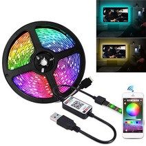 인테리어조명센서등블루투스 USB 5V RGB LED 스트립 조명 5050 컨트롤러 1M 2M 3M 4M 5M 유연한 다이오드, 한개옵션1, 04 4m full set