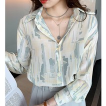 블라우스 여 프렌치 기질 상의 빈티지 홍콩 느낌으로 코디된 디자인으로 군소 슬림 긴팔 셔츠