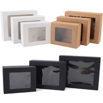 창문형 선물 상자 슬라이드 박스 투명창 크라프트 케이스 싸바리 단상자 쿠키 답례품 포장, 소 - 블랙, 기본