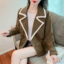 램스울 톰보이 헤링본 버튼 오버핏 트렌치 나그랑 싱글 기모 더플 여성 미들 코트