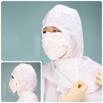 큐모아리빙 크린룸 제전 방진 후드 기본형 안전보호복 방진마스크 실험용가운 방진모, 스카이블루M