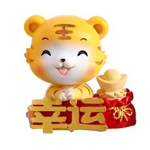 수지 럭키 포춘 호랑이 동물 입상 중국 Zodiac 새해 소형 동상 마이크로 조경 자동차 가정 장식, 행운의 호랑이