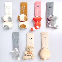 오토크루 동물 캐릭터 안전벨트 인형 쿠션 가드, 1개, 불독그레이