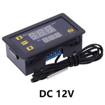 W3230 미니 디지털 온도 컨트롤러 12V 24V 220V 온도 조절기 조절기 가열 냉각 제어 온도 조절기센서 포함, DC 12V