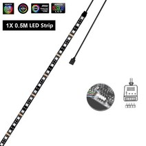 4 핀 RGB 헤더 DC12V 5050 LED 스트립 게이밍 라이트 브랜치 라인 아우라 동기화 마더보드 제어 PC 컴퓨터 케이스 GRB, [01] 1 X 0.5M, [01] IP20 Non Waterproof