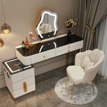 화장대 세트(LED거울 + 의자 포함) USB 스마트 충전 수납화장대 800/1000/1200 A880-A21, 120CM, 블랙+화이트