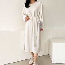 퍼니걸스 무지 벨트 롱 트임 원피스 여성의류_1371