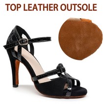 탱고 살사 댄스 슈즈 2020 새로운 재즈 야외 고무 단독 전문 라틴 세련된 144, 가죽 9.5cm 블랙, 37