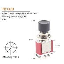 자동 절체기 전원 스위치 캠핑카 시스템 듀얼 카라반 1/5PCS 6mm 3/6Pin 2 위치 미니 순간 자동 복, 06 PB102B 3 Pin_02 5 PCS