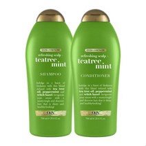 OGX Extra 티트리 민트 페퍼민트오일 무파라벤 샴푸, 샴푸(750ml)+컨디셔너(750ml)개