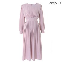 에이비플러스 ab.plus 라운드넥 백리본 플리츠 원피스 (LSW3MO95A)