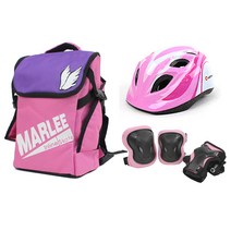 K2 마리 핑크 아동 인라인 보호장구 세트 / 인라인 가방 헬멧 보호대, 헬멧_블루/가방_핑크:보호대_블루_M