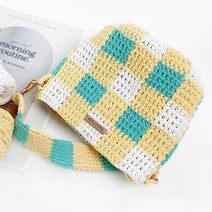 털실나라 DIY 트리플 체크 미니백 코바늘 동영상패키지, 브라운, R22베이비노랑2볼+R25화이트1볼+R30연민트1볼