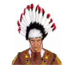 인디언 추장 모자 깃털 장식 할로윈 분장 원주민 장기자랑 학예회 축제, A