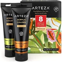 arteza 메탈릭 아크릴 페인트 4.06oz 튜브에 8가지 보석 톤 색상 세트 풍부한 안료 퇴색되지 않는 아티스트를 위한 무독성 페인트 amp 취미 화가, 꽃의 광채, 4.06fl oz(8개들이 팩)