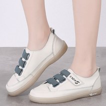 도오빠 호엠슈 여성 운동화 스니커즈 가죽 2.5CM 로우힐 통굽 플랫 찍찍이 무지 무광 단화 여자운동화 여자스니커즈 신발