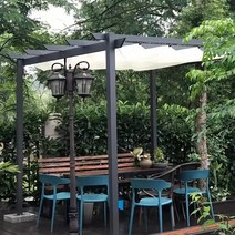 그늘막 시골집 천막 웨이브 스카이어닝 차양막 정원 테라스 공원 단독주택 가제보, 3*3 화이트 틀+화이트 천막
