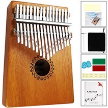 Kalimba Thumb Piano 17 Keys with mahogany Wood Portable Mbira Finger Piano Gifts for Kids and piano, 1, brown