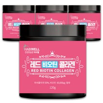 하비웰 레드 비오틴 콜라겐 분말 가루 120g(2개월분 비오틴 60 000ug함유 프리미엄제품), 4통