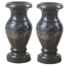 돌화병 석조청석화병촛대 묘지 향로 세트촛대화병 납골당, 30cm