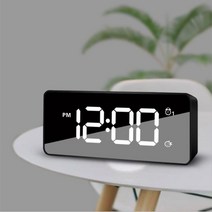키밍 LED 무소음 디지털 탁상시계 H456, 블랙