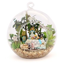 miniyo 숲속의오두막 DIY 미니어처하우스 만들기 세트 유리볼 미니어쳐 준비물포함 한글설명서 당일발송, 오후의티타임(거치대포함)