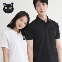 멋지군 코오롱 쿨론 카라 기능성 반팔 고양이 자수 쿨 티셔츠