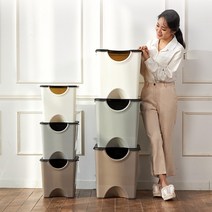 에코홀릭 가정용 분리수거함 재활용 대형쓰레기통 60L쓰레기통 2단 3단 4단, 그레이