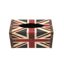 사각 빈티지 우드 센스있는 집들이선물 각티슈케이스, 영국기 티슈케이스