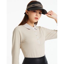 골프 여성 프리미엄 베이지 라인배색 포인트 카라 티셔츠 DNTS3C607I2