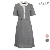 비비드시크릿가너 VIVID 여름 로맨틱 배색카라 정장 원피스