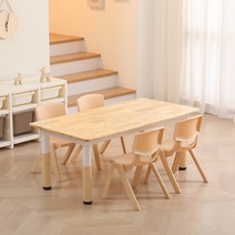 원목 유치원 책상 의자 세트 높이 조절 교구 미술 학원, E 120 테이블+의자4