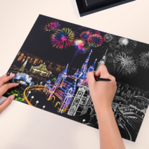 집순이 집돌이 취미 나이트뷰 컬링 컬러링 스크래치 스크레치 스케치 북 책 페이퍼 아트, 1개, 터키열기구