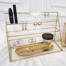 골드프레임 유리 향수 정리대 트레이 선반 화장품 진열대 보관함 S M L 3단 4단, 골드향수정리대, 1개