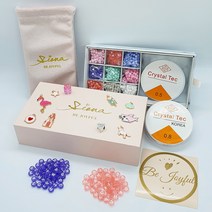 SIONA 비즈공예 DIY세트 시드비즈 4mm 우레탄줄 2P 벨벳파우치포함 [국내포장], Pastel