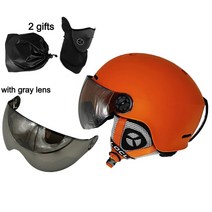 스키 보드 스노우 스노우보드 헬멧 OCE CE 인증 일체형 성형 아웃도어 고글 성인 어, M (54-56cm), Orange 2 Lenses 3