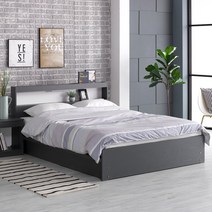 침대생각 코너 LED침대 일반 서랍 통판 침대세트 슈퍼싱글 퀸침대, 그레이_라텍스탑포켓스프링매트리스SET