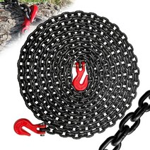 SENKEYFE G80 운송 바인더 체인|0.6cm x 6.1m(1/4인치 x 20피트) 튼튼한 Wll 1 496.9kg(3300파운드) 견인 강도 | 운반용 그랩 후크가 있는 통, 상세내용표시