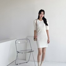 데일리 사계절 기본 무지 심플 반팔 니트 원피스