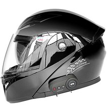 에스티 오토바이헬멧 풀페이스 블루투스 시스템 경량 바이크 하이바, 2XL, 유광 블랙(블루투스)