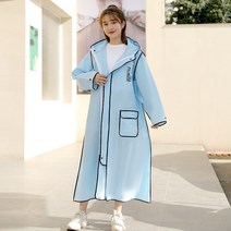 큰귀멍멍 남여공용 우비 다회용 고탄력 투명챙 비옷, 블루, 1개
