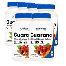 뉴트리코스트 Nutricost 과라나 1000mg 150캡슐, 6팩